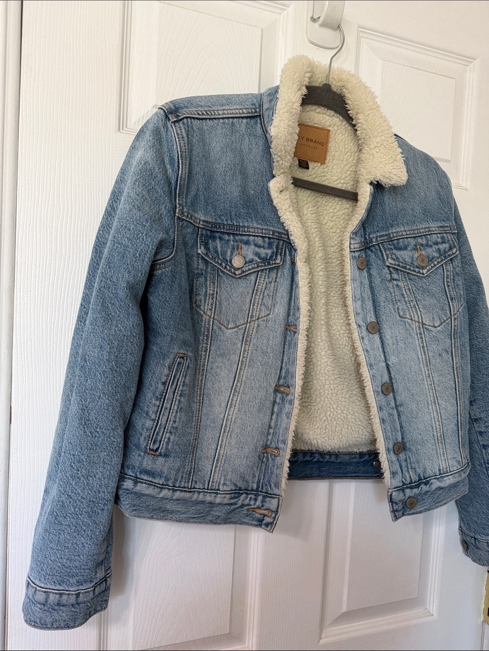 Lucky Brand Light Blue Denim Sherpa Jacket with Cream Lining